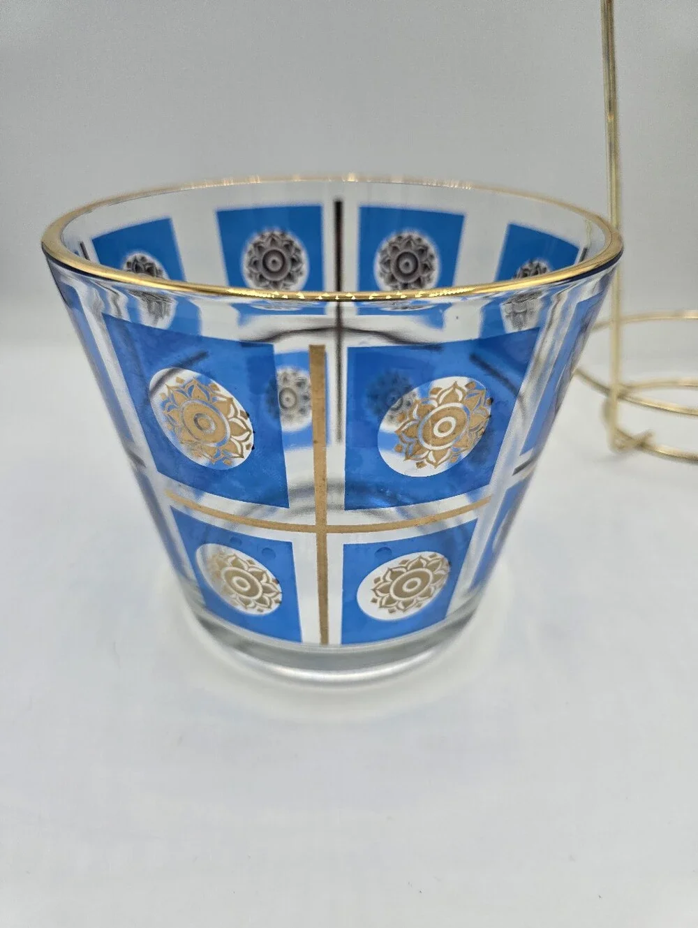 Vintage Jeannette Blue & 22K Gold Ice Bucket | MCM